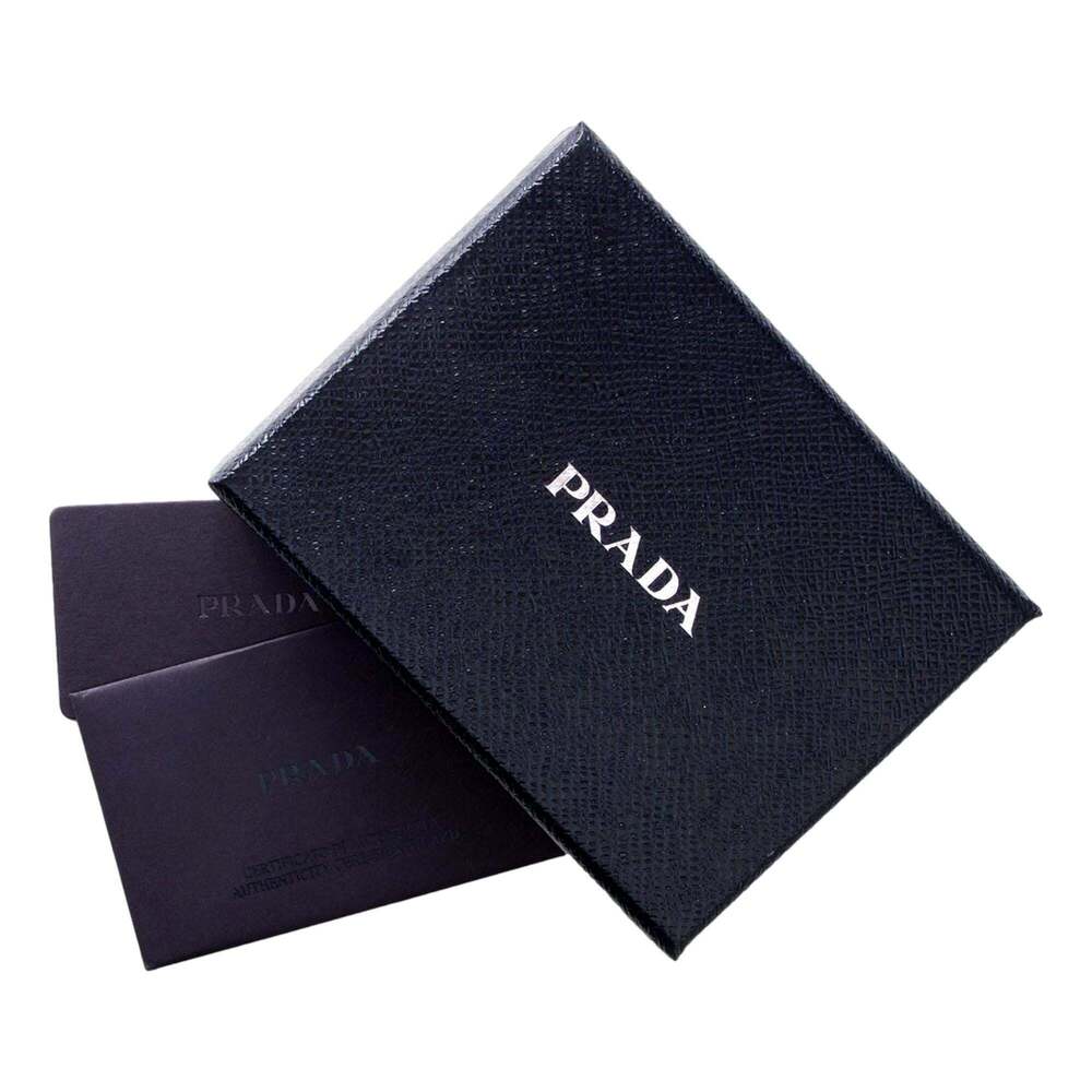 Prada Marmo Marble Grey Vitello Daino Leather Silver Triangle Logo Bifold - Picture 6 of 7